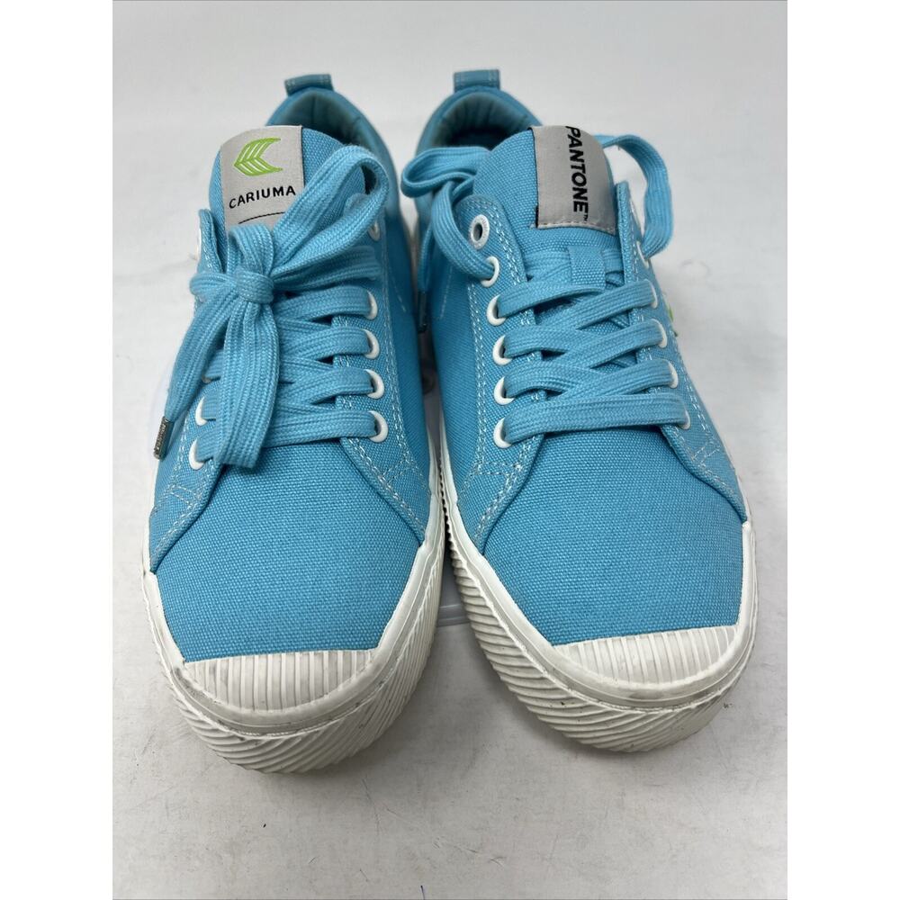 Cariuma x Pantone WMNS 10 Capri Blue Oca Low Canvas Contrast Thread Sneakers - Picture 4 of 5